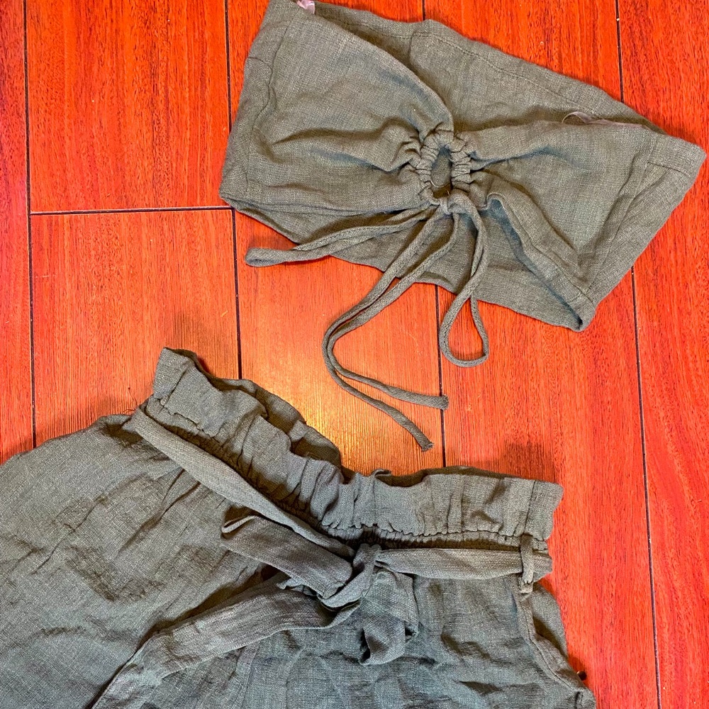 Crop Top Flare Shorts Set
